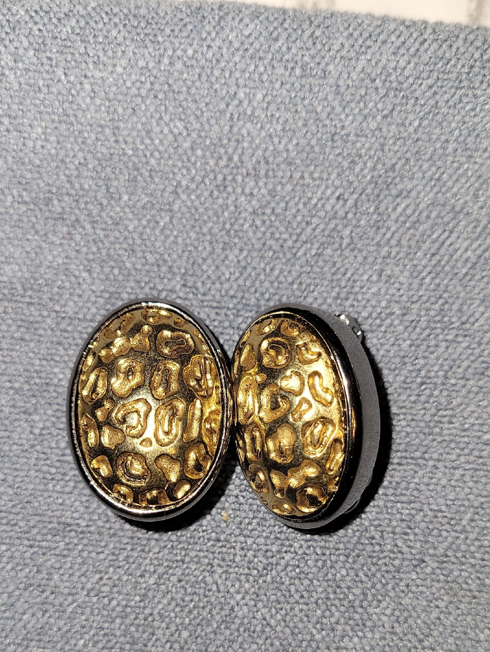 Gold Textured Oval Clip-On Earrings - Women Accessories